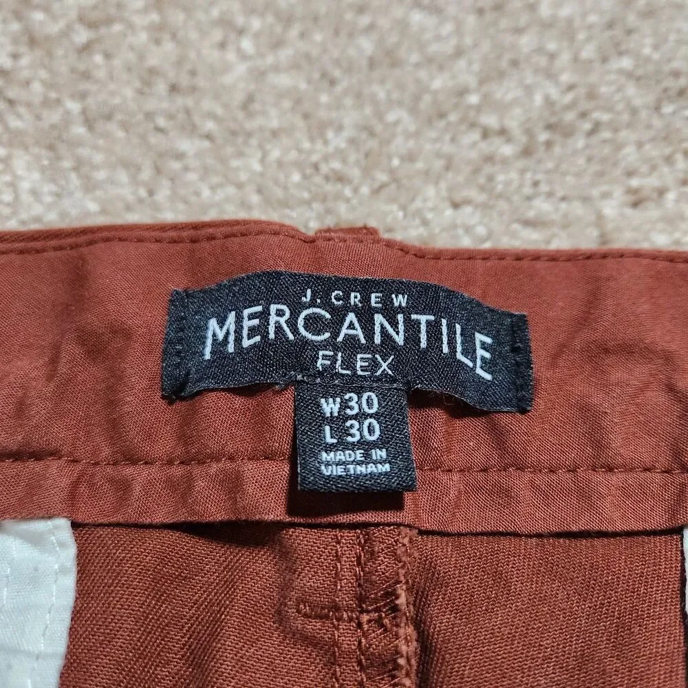 J. Crew Mercantile Pants Men 30x30(28.5) Burnt Orange Slim Straight